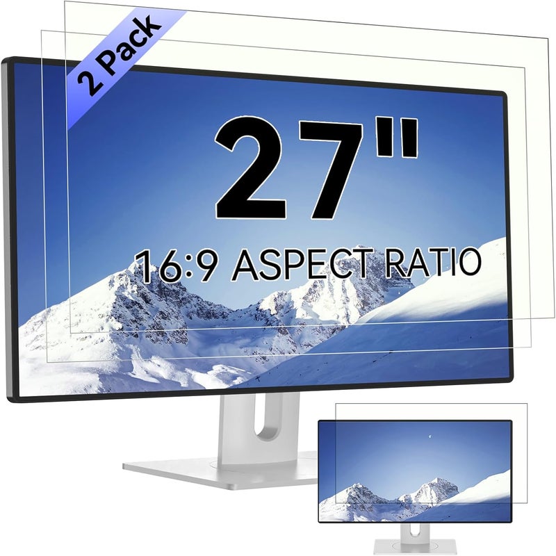 Mamol [2-Pack] 27 Inch Computer Blue Light Blocking Screen Protector for 16:9 Widescreen Monitor, Anti Glare Anti-UV Eye Protection Desktop PC LED Monitor Filter, Removable Anti-Scratch Screen Film 27in - Image 1